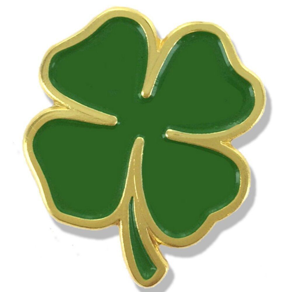 Four-Leaf Clover Lapel Pins Metal and Enamel with a Protective Rubber Back .75"